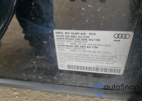 2016 Audi Q3 Premium Plus z USA, uszkodzony, nr VIN WA1EFCFS1GR003021